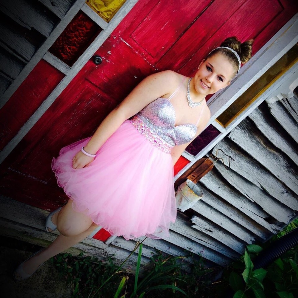 Pink/silver sequin short formal homecoming prom